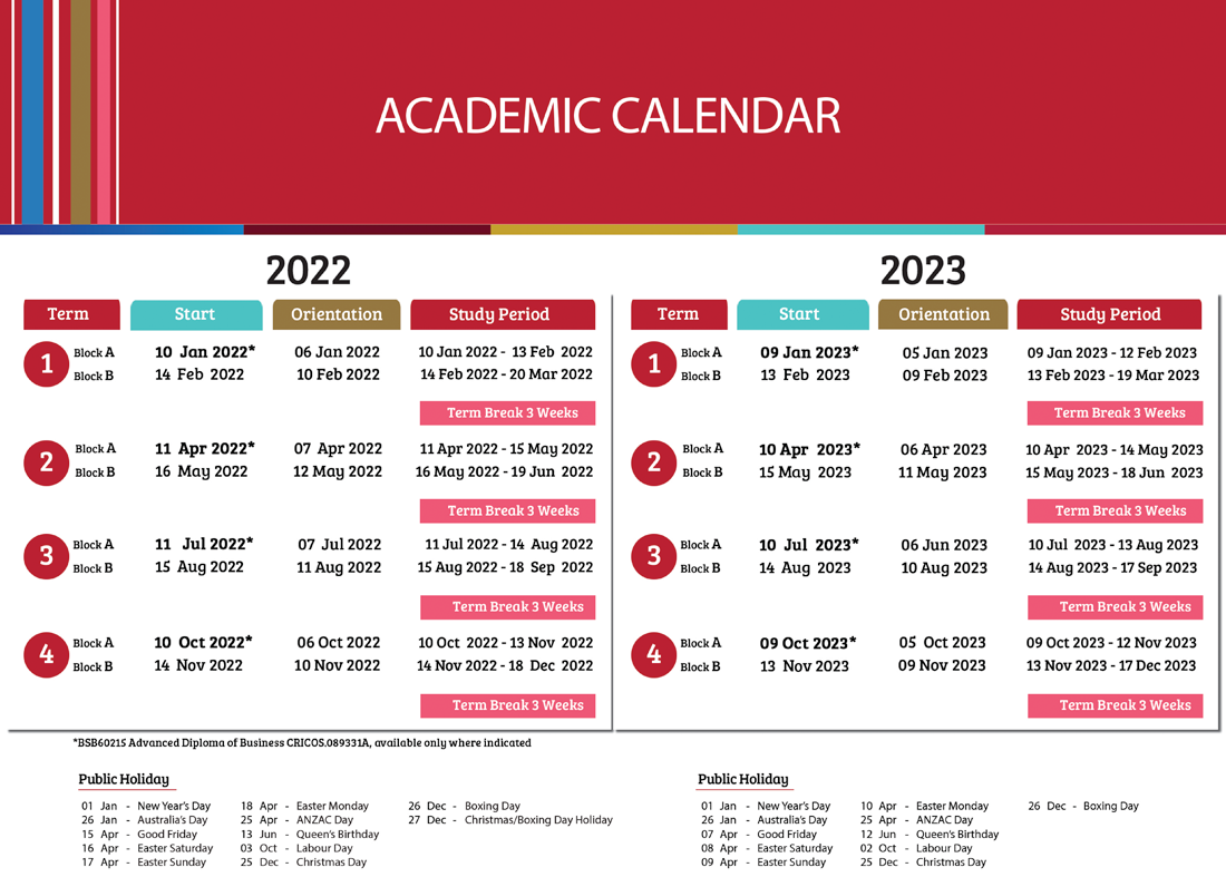 2022-2023 Acedemic Calendar Academic Calendar Victory Institute.